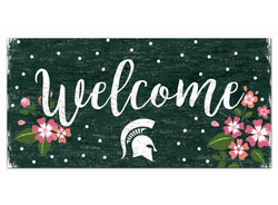 Michigan State Spartans Welcome Floral 6x12 Sign