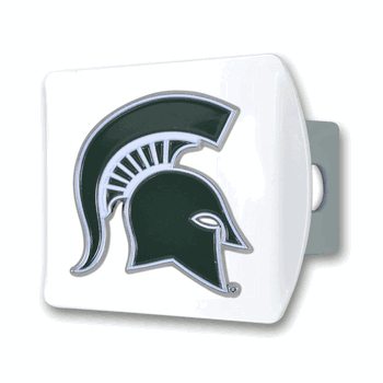 Michigan State Spartans White Metal Hitch Cover with  3D Color Emblem