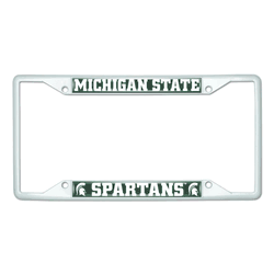 Michigan State Spartans White Metal License Plate Frame - 6.25"x12.25"