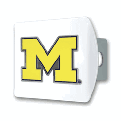 Michigan White Metal Hitch Cover with  3D Color Emblem