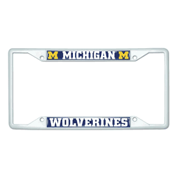 Michigan White Metal License Plate Frame - 6.25"x12.25"