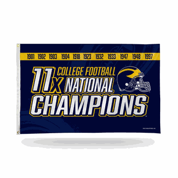 Michigan Wolverines 11 Time College Football Champs Banner Flag