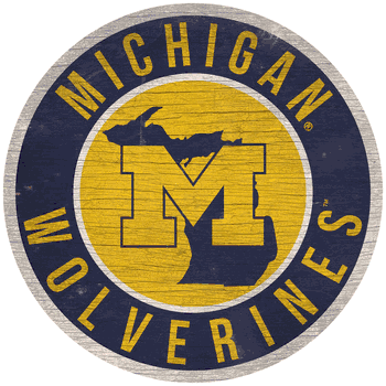 Michigan Wolverines 12 in. Circle w/ State Sign