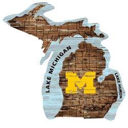 Michigan Wolverines 12" Mini Roadmap State Sign