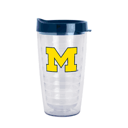 Michigan Wolverines 16oz Flipside Dbl Wall Clear Tumbler