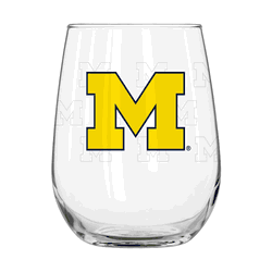 Michigan Wolverines 16oz Satin Etch Curved Beverage Glass