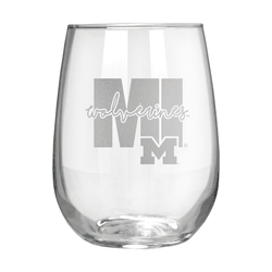 Michigan Wolverines 17oz Stemmless Wine Glass