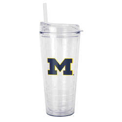 Michigan Wolverines 22oz Flipside Dbl Wall Clear Tumbler