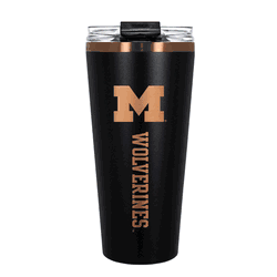 Michigan Wolverines 32oz Black and Copper Big Slim with Straw