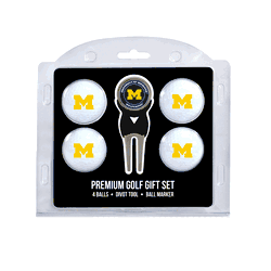 Michigan Wolverines 4 Ball Gift Set + Divot Tool & Marker