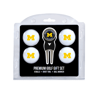 Michigan Wolverines 4 Ball Gift Set + Divot Tool & Marker