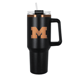 Michigan Wolverines 40oz Black and Copper Colossus Travel Mug with Straw