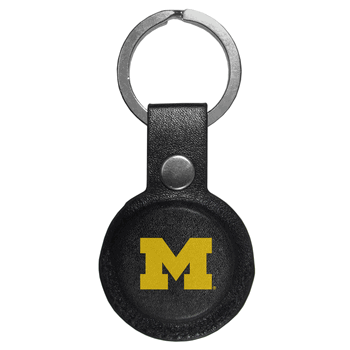 Michigan Wolverines AirTag Compatible Leather Key Chain