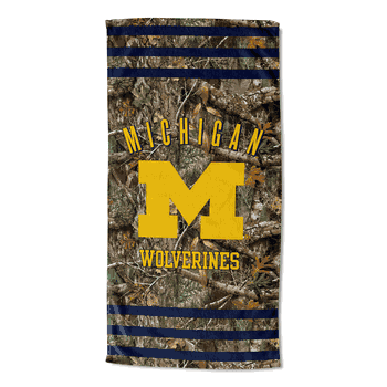 NCAA Michigan Wolverines Real Tree Stripes Beach Towel