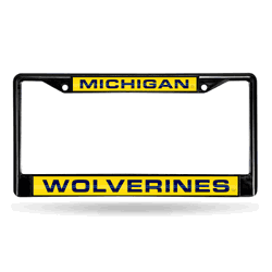 Michigan Wolverines Black 12" x 6" Black Laser Cut Chrome Frame