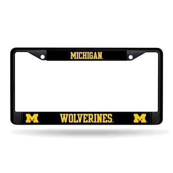 Michigan Wolverines Standard Black Chrome Frame with Plastic Inserts 12