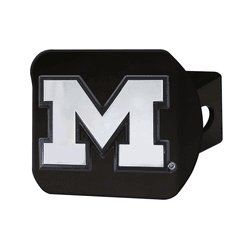 Michigan Wolverines Black Metal Hitch Cover with Metal Chrome 3D Emblem