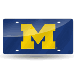 Michigan Wolverines Blue 12" x 6" Laser Cut Tag For Car/Truck/SUV