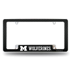 Michigan Wolverines Carbon Fiber 12" x 6" Chrome All Over Automotive License Plate Frame
