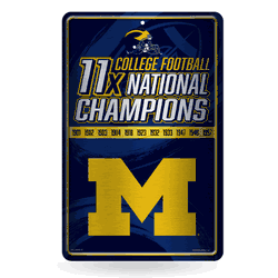 Michigan Wolverines Champ 11" x 17" Metal Home Dcor Sign
