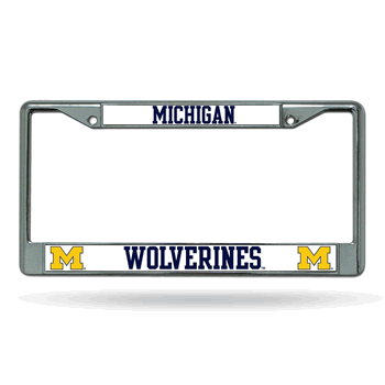 Michigan Wolverines Standard Chrome Frame with Plastic Inserts 12