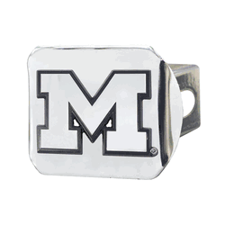 Michigan Wolverines Chrome Metal Hitch Cover with Chrome Metal 3D Emblem
