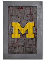 Michigan Wolverines City Map 11x19 Sign