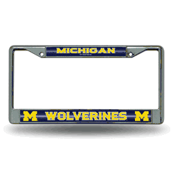 Michigan Wolverines Classic 12" x 6" Silver Bling Chrome Car/Truck/SUV Auto Accessory