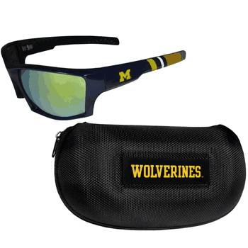 Michigan Wolverines Edge Wrap Sunglass and Case Set