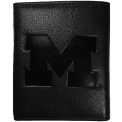 Michigan Wolverines Embossed Leather Tri-fold Wallet