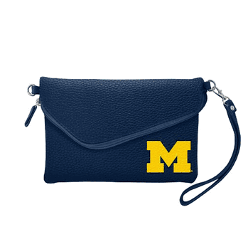 Michigan Wolverines Fold Over Crossbody Pebble Navy