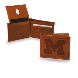 Michigan Wolverines  Genuine Leather Billfold Wallet - 3.25" x 4.25" - Slim Style