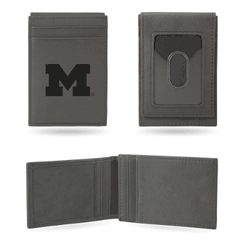 Michigan Wolverines Gray Laser Engraved Front Pocket Wallet