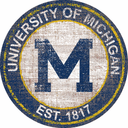 Michigan Wolverines Heritage Logo Round Sign