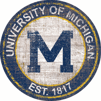 Michigan Wolverines Heritage Logo Round Sign