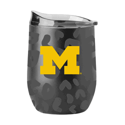 Michigan Wolverines Leopard 16oz Black Powdercoat Curved Beverage