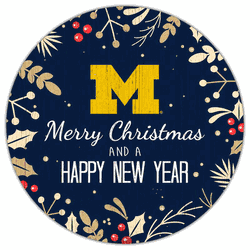 Michigan Wolverines Merry Christmas & New Year 12in Circle