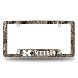 Michigan Wolverines Mossy Oak 12" x 6" Chrome All Over Automotive License Plate Frame