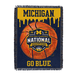 Michigan Wolverines NCAA 2026 Basketball Champs Ball Theory Woven Tapestry 48x60 inches