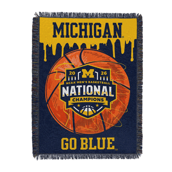 Michigan Wolverines NCAA 2026 Basketball Champs Ball Theory Woven Tapestry 48x60 inches