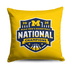Michigan Wolverines NCAA 2026 Basketball Champs Hoop Skills Throw Pillow, 18x18 inches