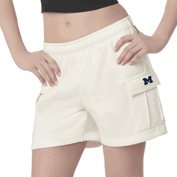 Michigan Wolverines NCAA Kadi Cargo Fleece Shorts Bone Medium