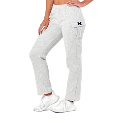 Michigan Wolverines NCAA Kadi Cargo Straight Fleece Pants Heather Grey Large