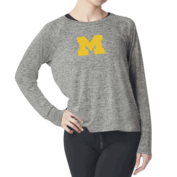 Michigan Wolverines NCAA Kadi Raglan Long Sleeve Heather Grey Small