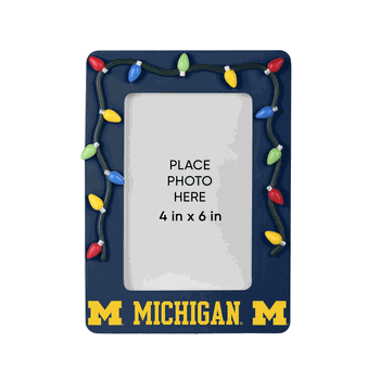 Michigan Wolverines Picture Frame with Holiday Lights