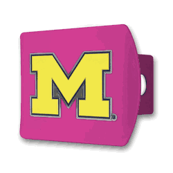 Michigan Wolverines Pink Metal Hitch Cover with  3D Color Emblem