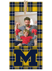 Michigan Wolverines Plaid Clothespin 6x12 Sign