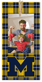 Michigan Wolverines Plaid Clothespin 6x12 Sign