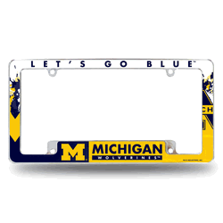 Michigan Wolverines Primary 12" x 6" Chrome All Over Automotive License Plate Frame