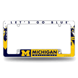 Michigan Wolverines Primary 12" x 6" Chrome All Over Automotive License Plate Frame for Car/Truck/SUV